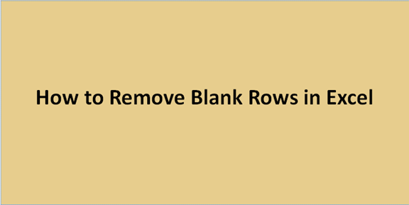 Remove Blank Rows In Excel