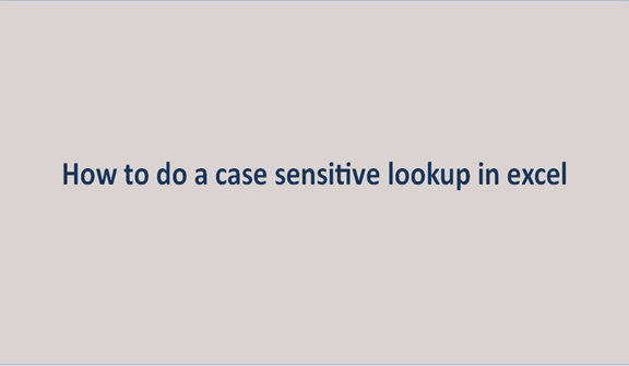 How to do a case sensitive lookup in Excel