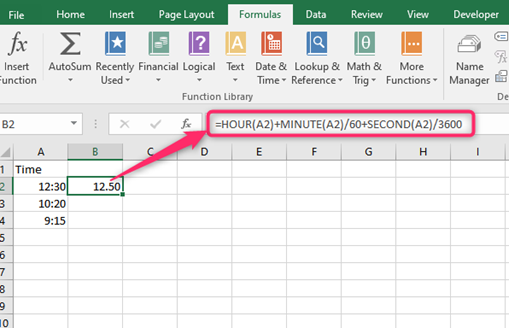 How to convert Time to Decimal numbers in Excel